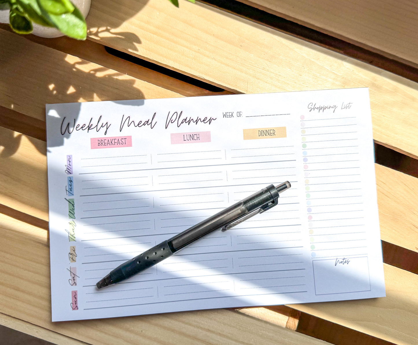 Weekly Meal Planner Notepad