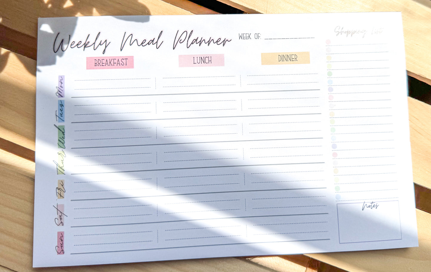 Weekly Meal Planner Notepad